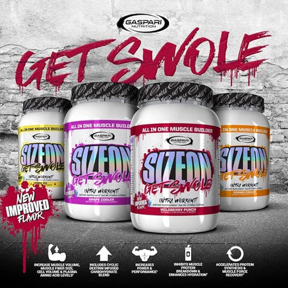 Gaspari Nutrition SizeOn, The Ultimate Hybrid Intra-Workout Amino Acid & Creatine Formula, Increased Muscle Volume & Muscle Recovery (3.59 Pound, Orange Cooler)