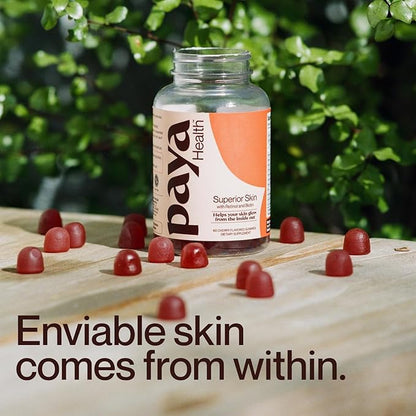 Skin Retinol and Biotin Gummies for Clear, Smooth Skin, Healthy Hair & Nails | Supplement with Zinc, Vitamins A, E and C | Non-GMO, Gluten-Free, Cherry Flavor, 60 Count