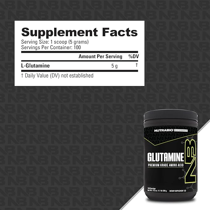 NutraBio Pure L-Glutamine Powder - L-Glutamine Supplement- Amino Acid - Pure Grade: Absolutely no Additives, Fillers or Excipients! - Muscle Recovery Supplement - (500 Grams)