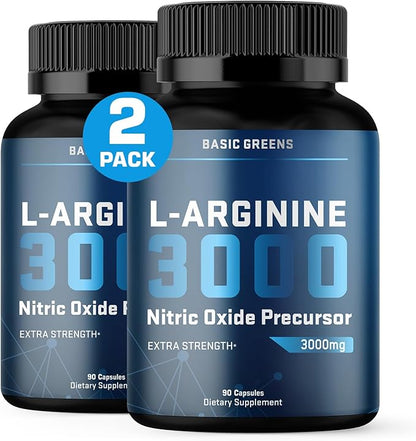 L Arginine 3,150mg (180 Capsules) - L-Arginine Supplement for Men and Women with Nitric Oxide Precursor, LArginine Supplement