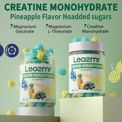 Creatine Monohydrate Gummies 5000mg for Men & Women, Chewables Creatine Monohydrate Supplement(120 Count)- Blueberry Pineapple