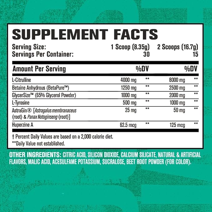 Jacked Factory Pumpsurge Caffeine Free Pre Workout for Men & Women - Nootropic Booster & Stim Free Pre Workout - Intense Pumps, Enhanced Focus - 30 Servings, Strawberry Lemonade