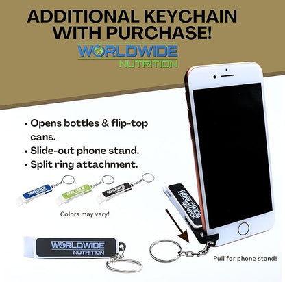 Syntrax Bundle: Trophix Undenatured Casein Protein Vanilla - Creamy Instant Mix Whey Protein & Egg White Protein Powder - 2 Pounds High Protein Powder and Worldwide Nutrition Keychain