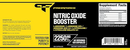 Primaforce Nitric Oxide Booster (2,250mg, 120 Capsules) - 40 Servings of Our Nitric Oxide Boosting Blend for Pre-Workout and Post-Workout