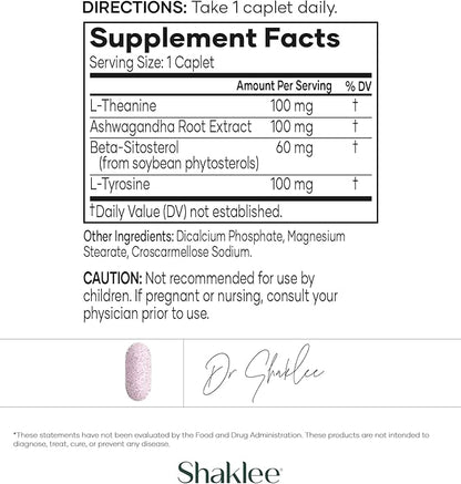 Shaklee - Stress Relief Complex - Calming Blend of L-theanine, Ashwagandha, Beta-sitosterol, and L-tyrosine - Promotes Relaxation without Drowsiness - 1 Caplet Daily - Adults Supplement - 30 Caplets