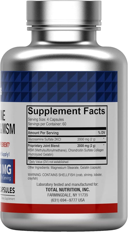 Glucosamine, Chondroitin, & MSM (4000 MG - 240 Capsules) for Men & Women | Joint Support Supplement Complex* | More Than Triple Strength! | Non-GMO | Produced in The USA