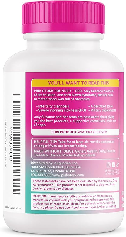 Pink Stork Total Postnatal Vitamin Gummies - Multivitamin for Postpartum Recovery and Lactation Support - Folic Acid, B6, & Vitamin C - Breastfeeding Essentials - 60 Gummy Vitamins
