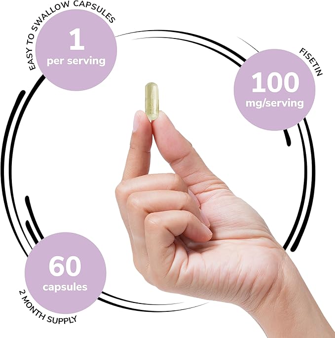 Genex Formulas Fisetin 100mg/Serving (60 Capsules) | Antioxidant That Supports Healthy Aging and Brain Wellness - Non-GMO, Gluten Free, Vegetarian - 2 Month Supply