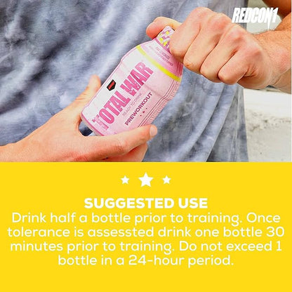 REDCON1 Total War Ready to Drink Pre Workout - Endurance Boosting, Keto Friendly RTD Formula - Amino Acid + Citrulline Malate Pre Workout Drink for Men & Women (Tiger's Blood, 12 Servings)