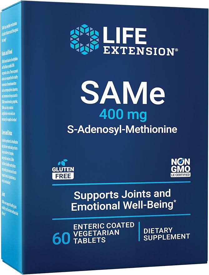 Life Extension Same 400mg (S-Adenosyl-Methionine) - Supplement for Joint & Liver Support - Non-GMO, Gluten-Free, Tablet, 60 Count
