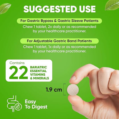 BariSlim Advanced Chewable Bariatric Multivitamin Tablets - Bariatric Vitamin and Supplement for Post Bariatric Surgery Including Gastric Bypass & Gastric Sleeve | Mixed Berry (60 Count)