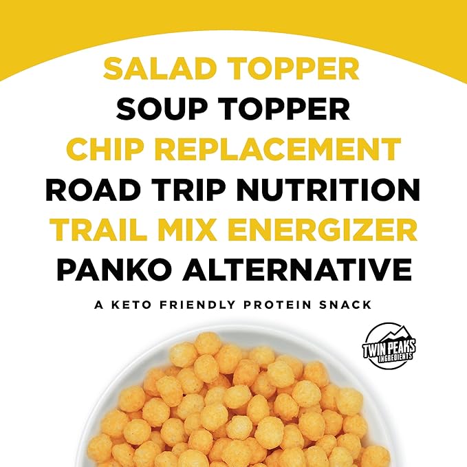 Twin Peaks Low Carb, Keto Friendly Protein Puffs, Garlic Parmesan (300g, 21g Protein, 2g Carbs)