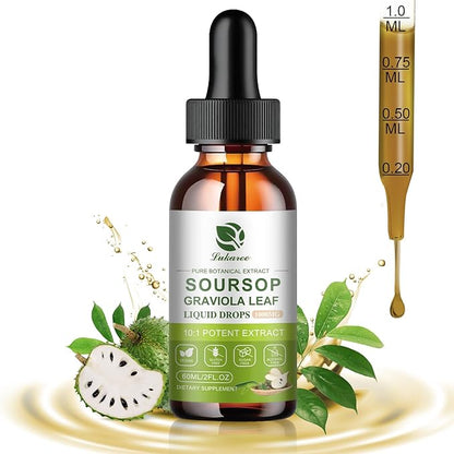 Nature Soursop Bitters Liquid, 2000mg Soursop Oil for Cell Support & Regeneration, Antioxidant, Immune Boost, Digestive, Sugar-Free, Gluten-Free, Soursop Multivitamin Drops 1 Month Supply 2 FL OZ