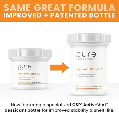 Pure Therapro Rx Liposomal Vitamin C Powder, Patented PureWay Vegan Vitamin C Supplement, Supports Healthy Aging, Immune Function & Collagen Formation, Non-GMO, Made in The USA (66g,120 Servings)