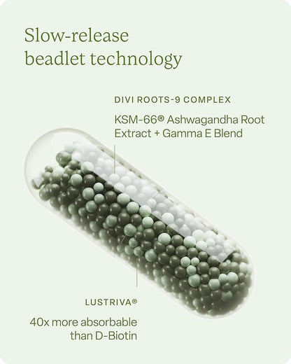 divi Hair Vitamins for Women and Men - Made with Clean and Science-Backed Ingredients to Nourish Hair & Scalp - Encourage Healthier Looking Hair - 30 Day Supply, 120 Count