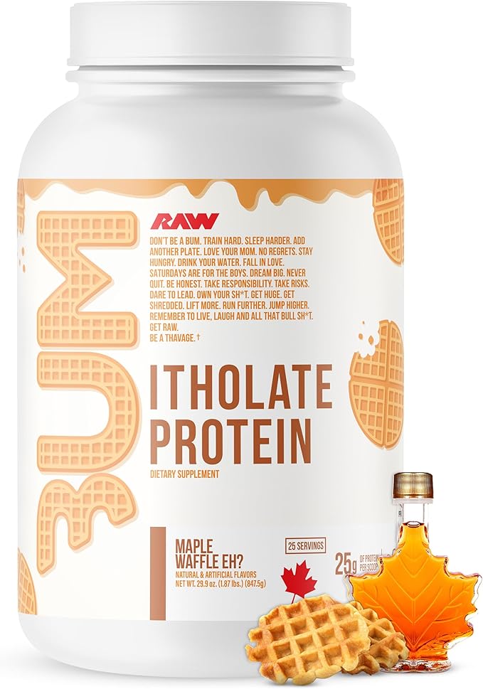 RAW Whey Isolate Protein Powder, Maple Waffle Eh? (CBUM Itholate) - 100% Grass-Fed Sports Nutrition Powder for Muscle Growth & Recovery - Low-Fat, Low Carb, Naturally Flavored - 25 Servings