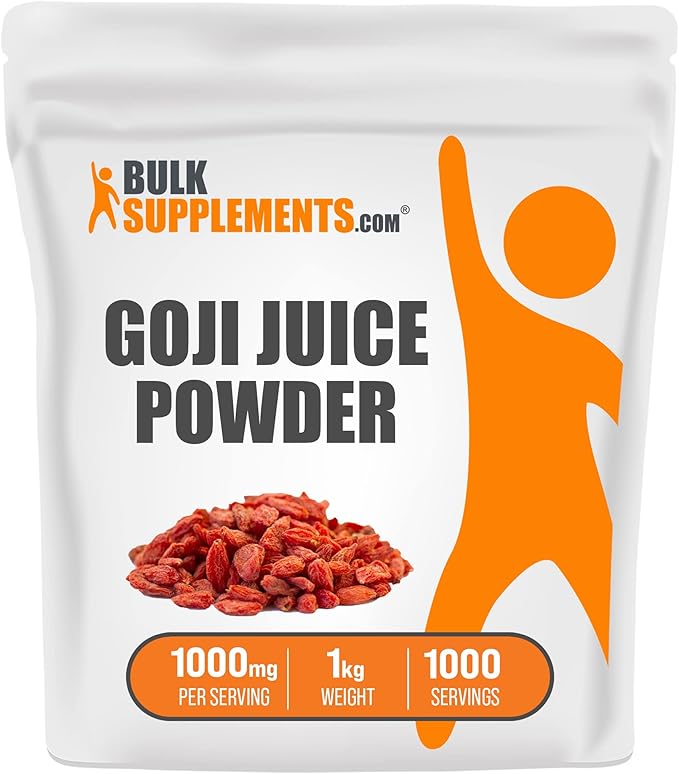 BulkSupplements.com Goji Berry Powder - Goji Berry Supplement, Wolfberry Powder - For Immune Support, Vegan & Gluten Free, 1000mg per Serving, 1kg (2.2 lbs) (Pack of 1)