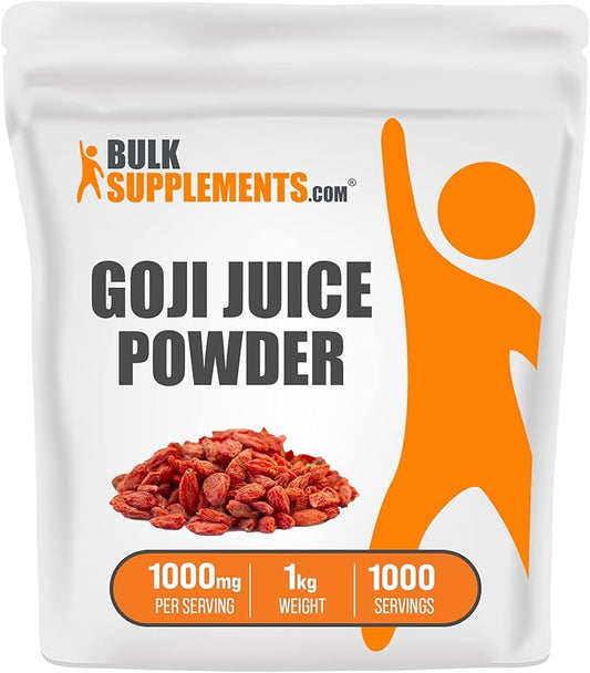 BulkSupplements.com Goji Berry Powder - Goji Berry Supplement, Wolfberry Powder - For Immune Support, Vegan & Gluten Free, 1000mg per Serving, 1kg (2.2 lbs) (Pack of 1)