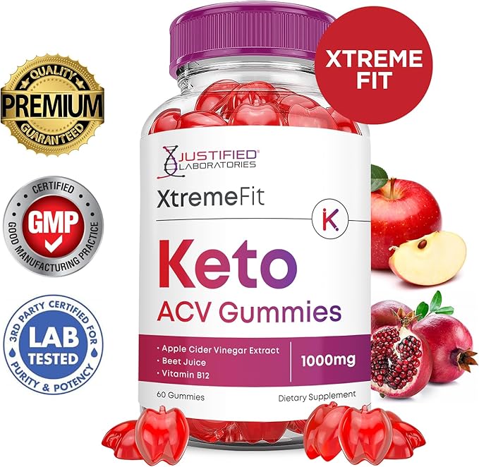 (3 Pack) Xtreme Fit Keto ACV Gummies Advanced Formula 1000MG XtremeFit Keto Gummies Apple Cider Vinegar Formulated with Pomegranate Beet Juice Powder B12 Vegan Non GMO 180 Gummys