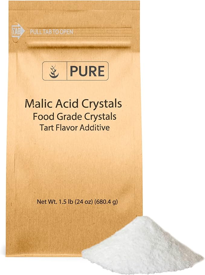 PURE ORIGINAL INGREDIENTS Malic Acid (1.5 lb) Food Grade Crystals, Tart Flavor
