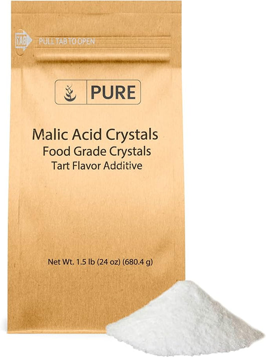 PURE ORIGINAL INGREDIENTS Malic Acid (1.5 lb) Food Grade Crystals, Tart Flavor