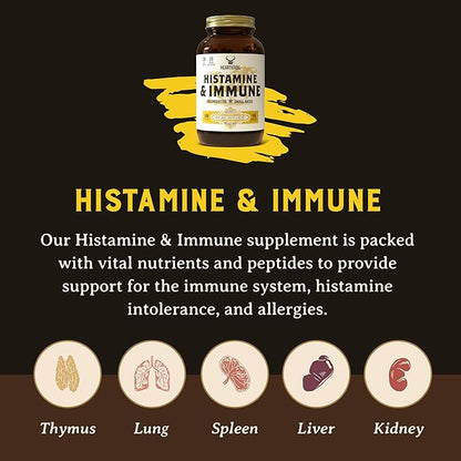 HEART & SOIL - Histamine & Immune Supplement - Immune Support Supplement - Enriched with Selenium, Vitamin A, Thymopoietin, Thymulin, DAO, Thymosin, LEAP-2 & Peptides - 180 Capsules