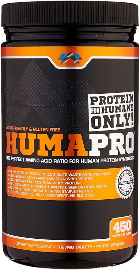 Humapro Tablets | Amino Acids Protein Matrix for Humans | 99% Utilization for Lean Muscle | Vegan, Gluten Free | 450 Tablets / 90 Servings