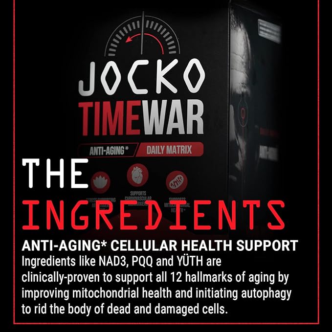 Jocko Fuel TIME WAR Multivitamin - Healthy Aging Supplement for Heart, Bone, & Eye Health, Essential Vitamins and Minerals, Supports Stress Relief and Energy Levels - 30 Day Supply