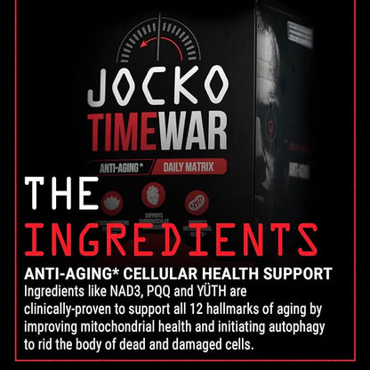 Jocko Fuel TIME WAR Multivitamin - Healthy Aging Supplement for Heart, Bone, & Eye Health, Essential Vitamins and Minerals, Supports Stress Relief and Energy Levels - 30 Day Supply