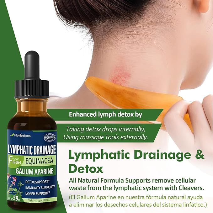Cleavers Lymphatic Drainage Drops for Lymph System Detox Cleanse, Use with Lymph Massage Tool. 6oz