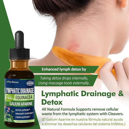 Cleavers Lymphatic Drainage Drops for Lymph System Detox Cleanse, Use with Lymph Massage Tool. 6oz