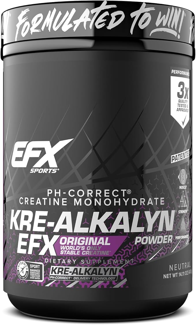 EFX Sports Kre-Alkalyn EFX Powder | pH Correct Creatine Monohydrate Powder Supplement | Strength, Muscle Growth & Performance | 266 Servings (Unflavored)