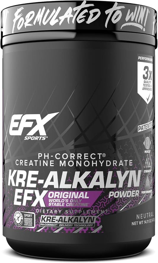EFX Sports Kre-Alkalyn EFX Powder | pH Correct Creatine Monohydrate Powder Supplement | Strength, Muscle Growth & Performance | 266 Servings (Unflavored)
