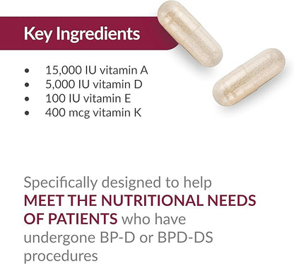 Bariatric Advantage High ADEK Multi - for Bariatric Surgery Patients - Multivitamin with Vitamins A, D, E, K & Trace Minerals - 100%+ DV of ADEK - 60 Capsules