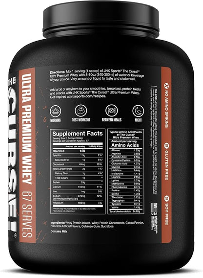 JNX SPORTS The Curse! Ultra Premium Whey Protein Powder Double Chocolate 5lb | 25g Protein Per Serve, Primary Source Whey Isolate