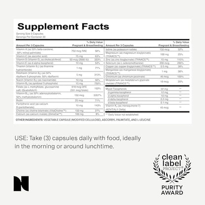 Needed. Multivitamin for Prenatal | Prenatal Multi Essentials Capsule- Pregnancy, Breastfeeding, Postpartum | Expertly-Formulated & Third-Party Tested, | 30-Day Supply