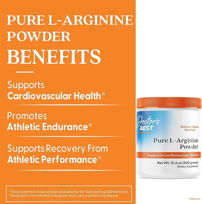 Doctor's Best L-arginine HCL Powder, Non-GMO, Vegan, Gluten Free, Soy Free, Helps Promote Muscle Growth, 300g