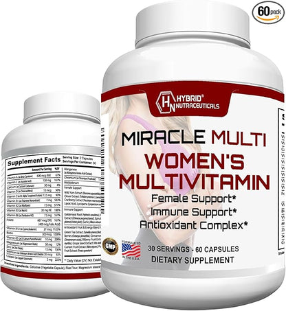 MiracleMulti Multivitamin for Women - Female Support Formula, Immune Support, Minerals, Biotin, Antioxidants & Superfoods Blend – 60 Capsules