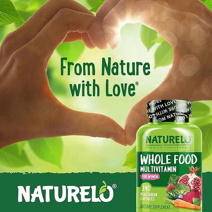 NATURELO Whole Food Multivitamin for Women - with Vitamins, Minerals, & Organic Extracts - Supplement for Energy and Heart Health - Non GMO - 240 Vegan Capsules