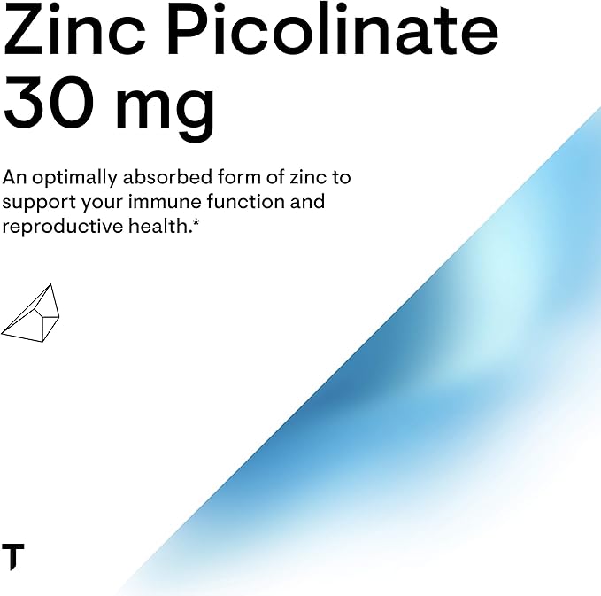 Thorne Zinc Picolinate 30 mg - Well-Absorbed Zinc Supplement for Growth and Immune Function - 60 Capsules