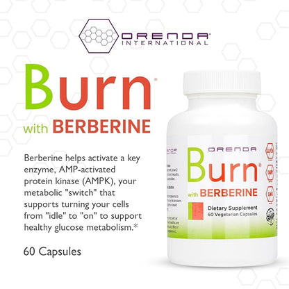Orenda Burn - Advanced Wellness Support Supplement with Berberine HCI, Green Coffee Extract & African Mango - Promotes Healthy Weight Management, Cardiovascular Health & Energy Levels - 60 Capsules