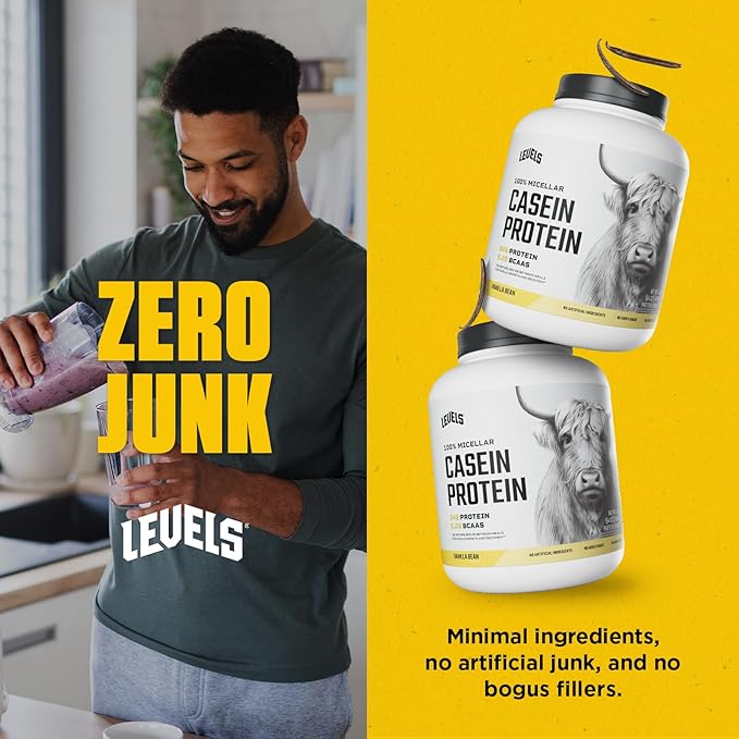 Levels 100% Micellar Casein Protein, Hormone Free, Vanilla Bean, 4LB