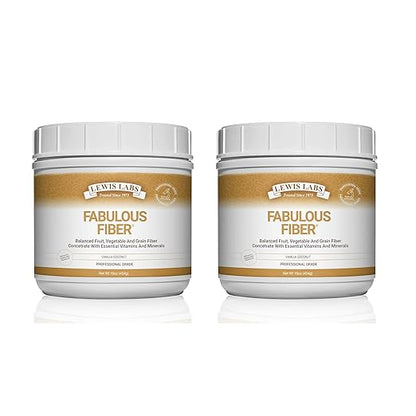 Lewis Labs Fabulous Fiber Powder Supplement | Delicious Quick Dissolve Daily Fiber Powder from Fruits, Vegetables & Grains | Professional Grade Vitamins & Minerals Proudly Made in The USA | 32 Ounces