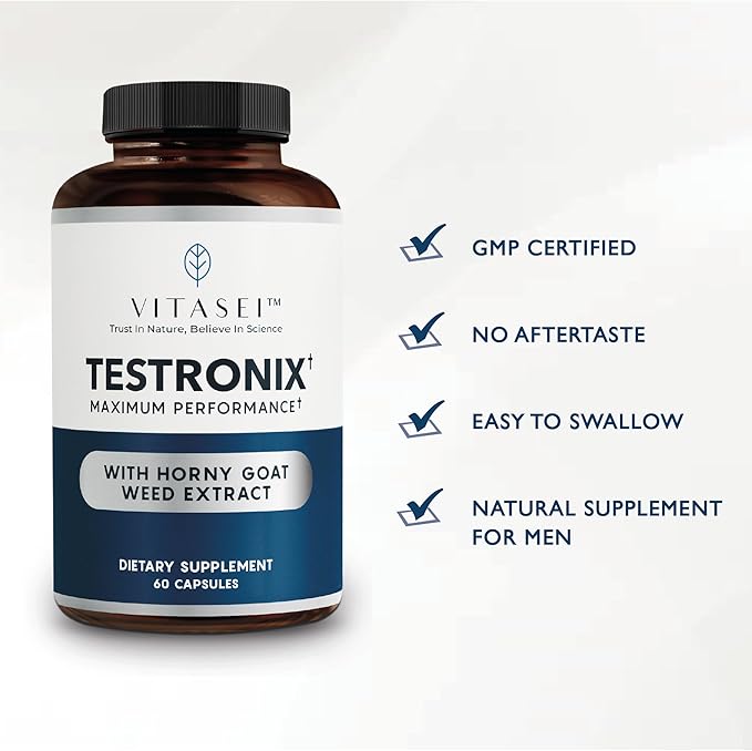 Testronix Performance Supplement for Men - Energy and Muscle Supplements for Mens Health - 60 Capsules