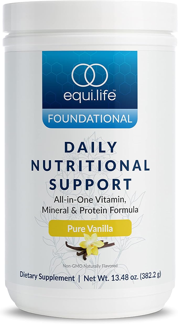 Equilife - Daily Nutritional Support, Organic and Plant Based Protein Powder, All-in-one Multivitamin, May Help Boost Energy and Mood, Gut-Cleansing Aid and Skin Health (Pure Vanilla,14 Servings Tub)