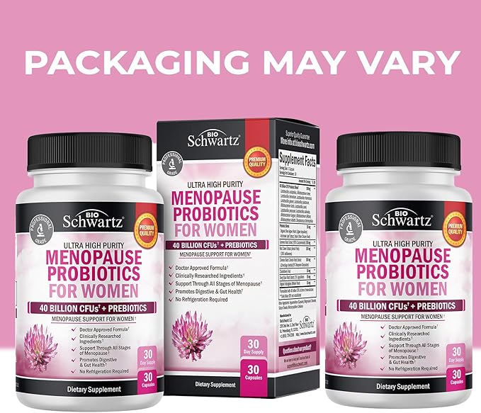 Menopause Supplements for Women - 40 Billion CFU Menopause Probiotics for Women - Menopause Support for Hot Flashes Night Sweats Mood Swings and Hormone Balance - Non-GMO, 30 Count, 30 Servings