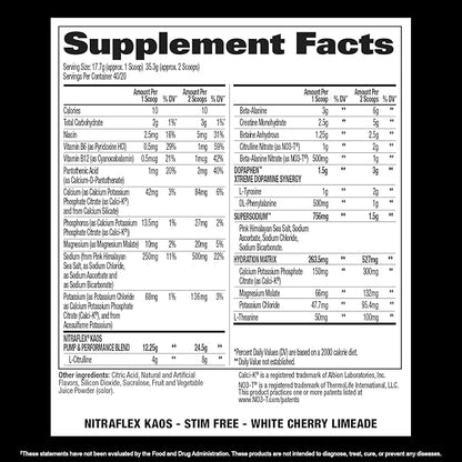 GAT SPORT Nitraflex KAOS Stimulant Free Pre-Workout (White Cherry Limeade)