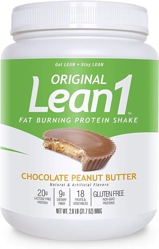 Lean1 Meal Replacement Protein Powder, Chocolate Peanut Butter Flavor, 15-Serving Tub.