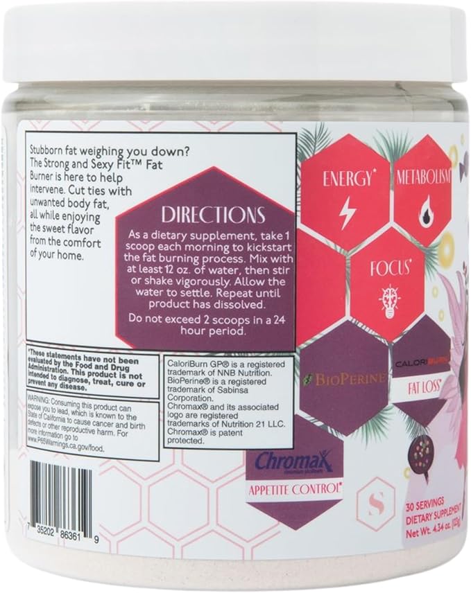 Strong + Sexy Fit, Weight & Diet Support Health Supplement, Workout Drink Powder, Natural Energy with Green Tea Extract, Appetite & Metabolism Support, Supplements for Women, Sugarplum Flavor, 30 Svg