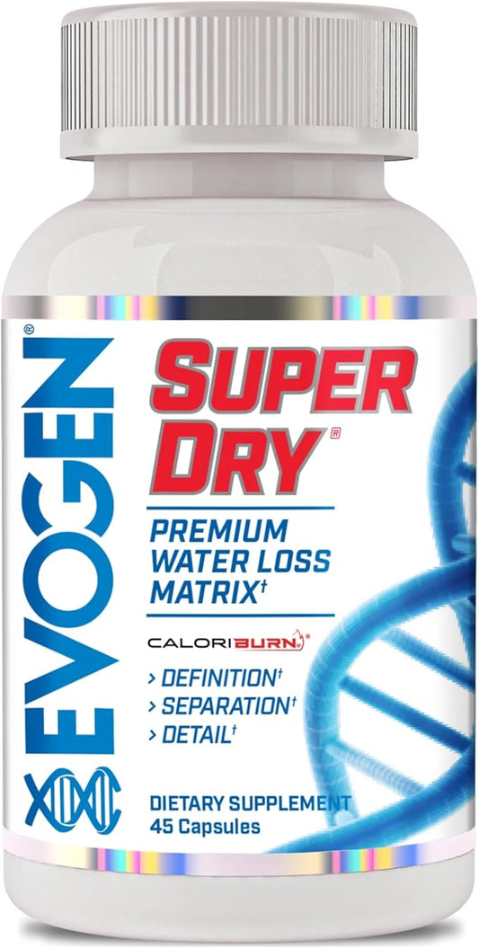 Evogen Super Dry - Premium Water Loss Matrix for Muscle Definition | Natural Diuretic Water Pills Supplement Supporting Water Weight Loss, Reduced Water Retention, & Bloating Relief | 45 Capsules
